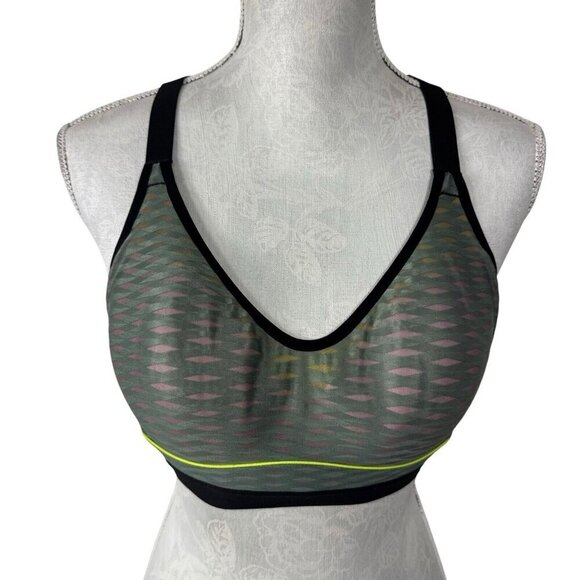 Victoria Sport Women's 34C Incredible Sports Bra Green Multi Geo Racerback - Picture 1 of 12